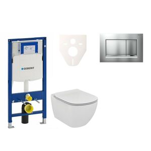 Cenově zvýhodněný závěsný WC set Geberit do lehkých stěn / předstěnová montáž+ WC Ideal Standard Tesi 111.300.00.5NF7