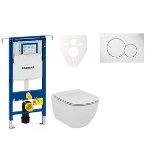 Cenově zvýhodněný závěsný WC set Geberit do lehkých stěn / předstěnová montáž+ WC Ideal Standard Tesi 111.355.00.5NE1