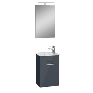 Koupelnová sestava s umyvadlem zrcadlem a osvětlením Vitra Mia 39x61x28 cm antracit lesk MIASET40A