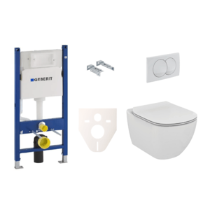 Závěsný set WC rimless TESI Ideal Standard + modul Geberit Duofix s tlačítkem Delta 20 bílé SIKOGES5E0
