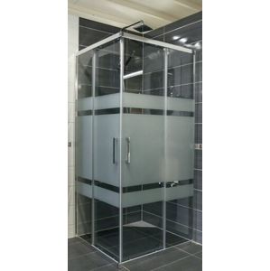 Sprchový kout Siko TEX čtverec 100 cm, sklo proužky, chrom profil, univerzální SIKOTEXQ100CRS