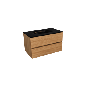 Koupelnová skříňka s umyvadlem černá mat Naturel Verona 86x51,2x52,5 cm světlé dřevo VERONA86CMSD